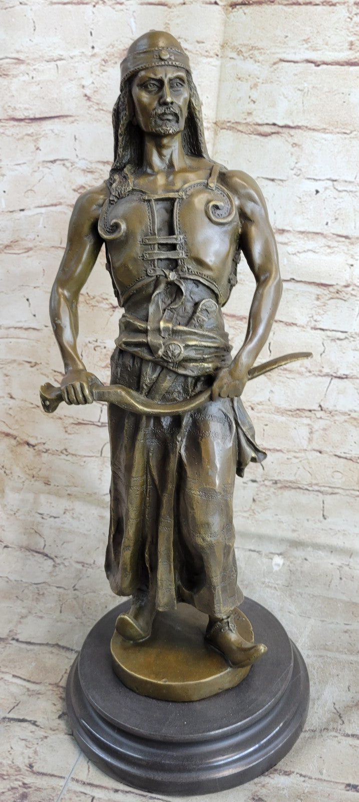 20" inch Tall Arab Soldier with Sword Museum Quality Great Detail Bronze Statue