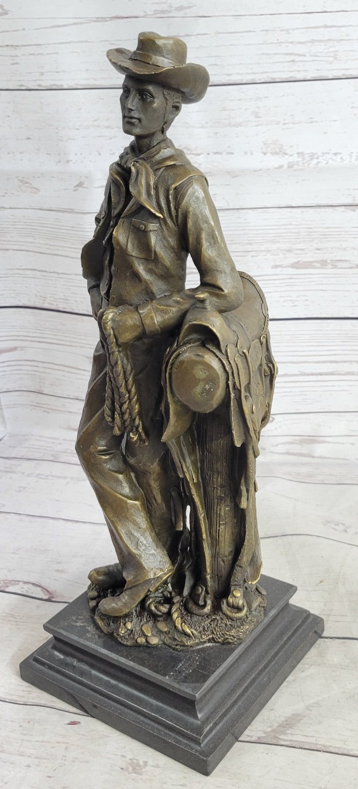 Patoue Cowboy Bronze Sculpture Handcrafted French Artist Original Signed  Figure