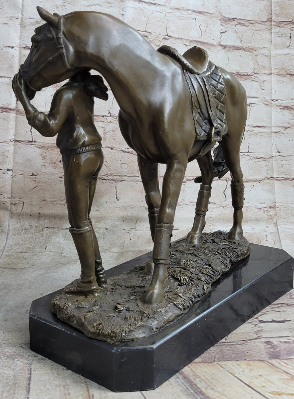 Original Fisher Signed LE GRAND JOCKEY BRONZE SCULPTURE Race Horse Rid