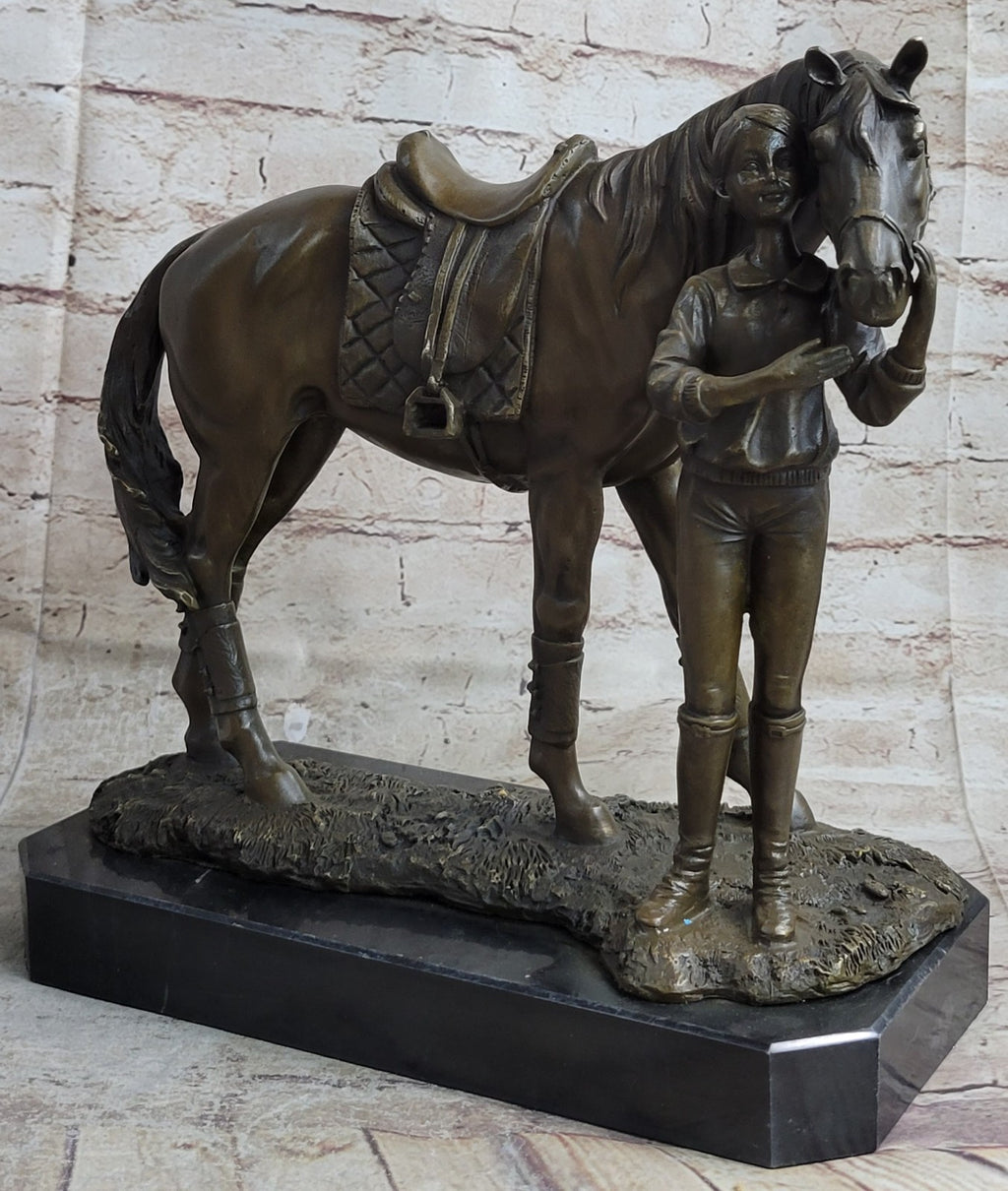 Original Fisher Signed LE GRAND JOCKEY BRONZE SCULPTURE Race Horse Rid