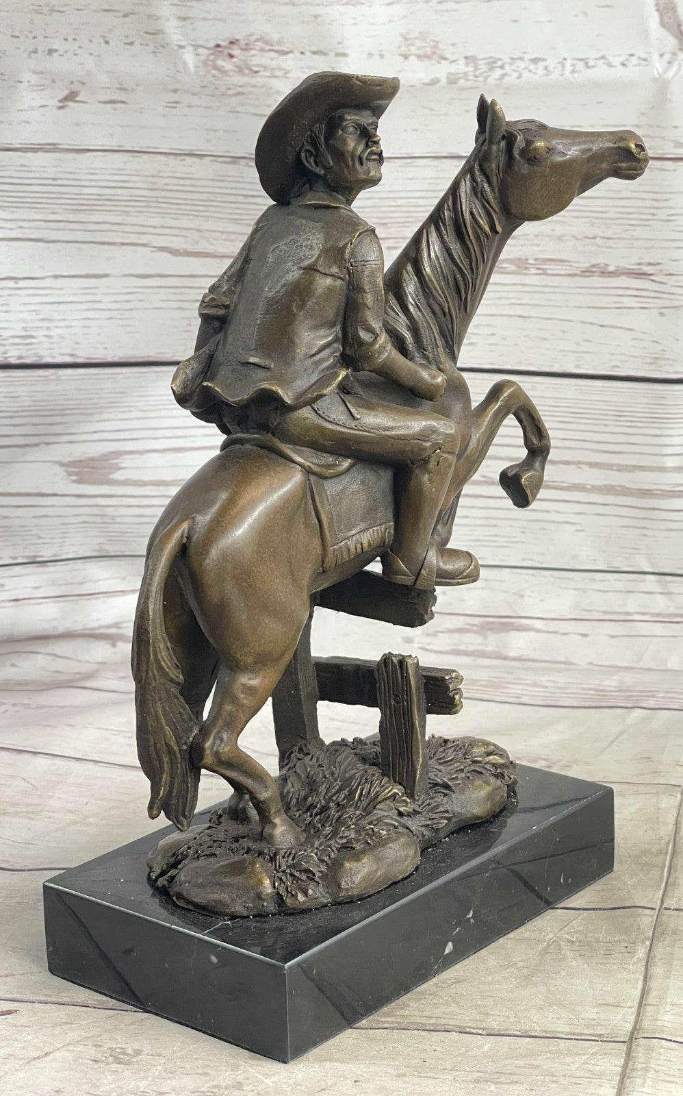 Handcrafted bronze sculpture SALE West Old Art Western Cowboy Cast Hot Signed