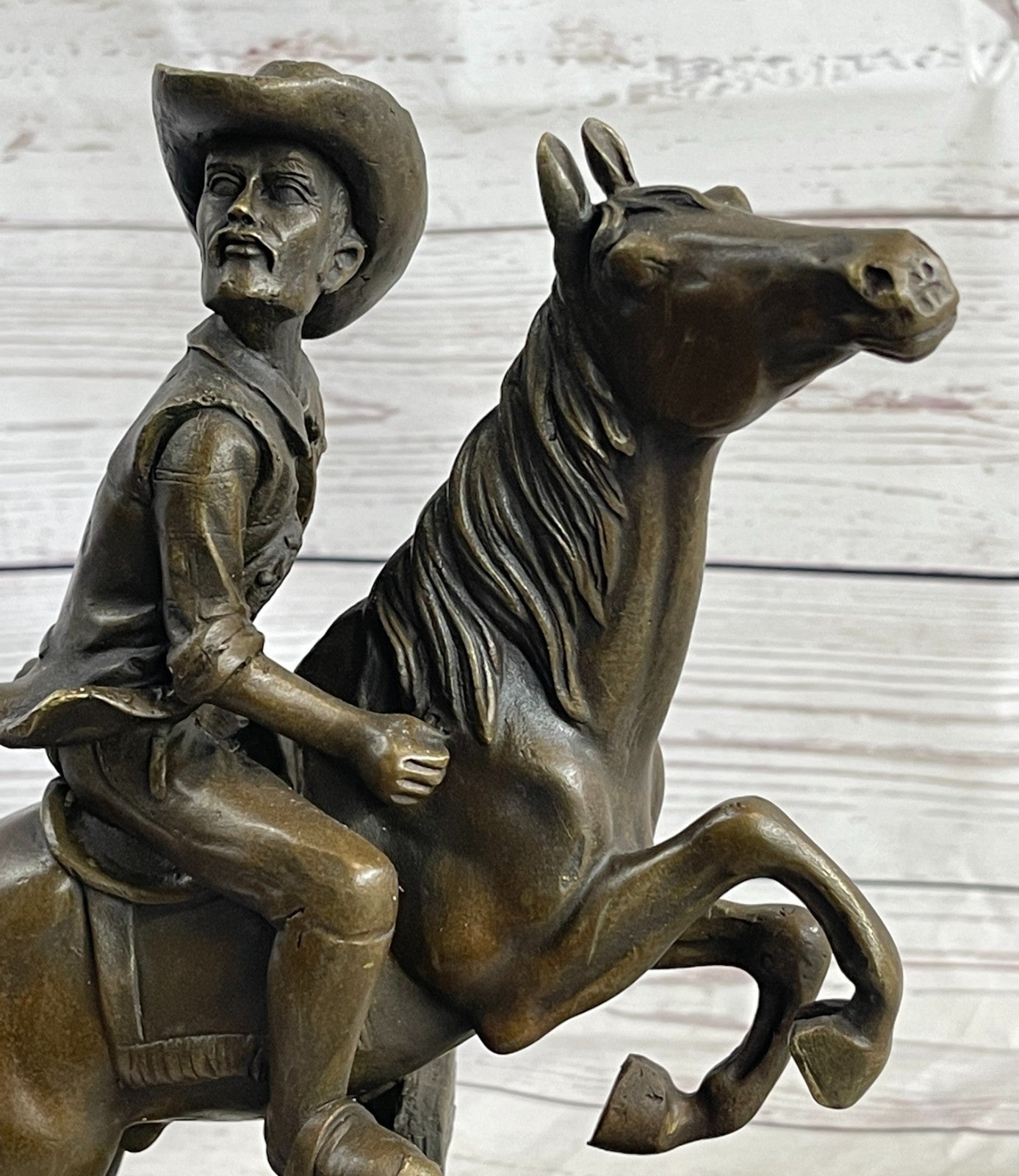 Handcrafted bronze sculpture SALE West Old Art Western Cowboy Cast Hot Signed