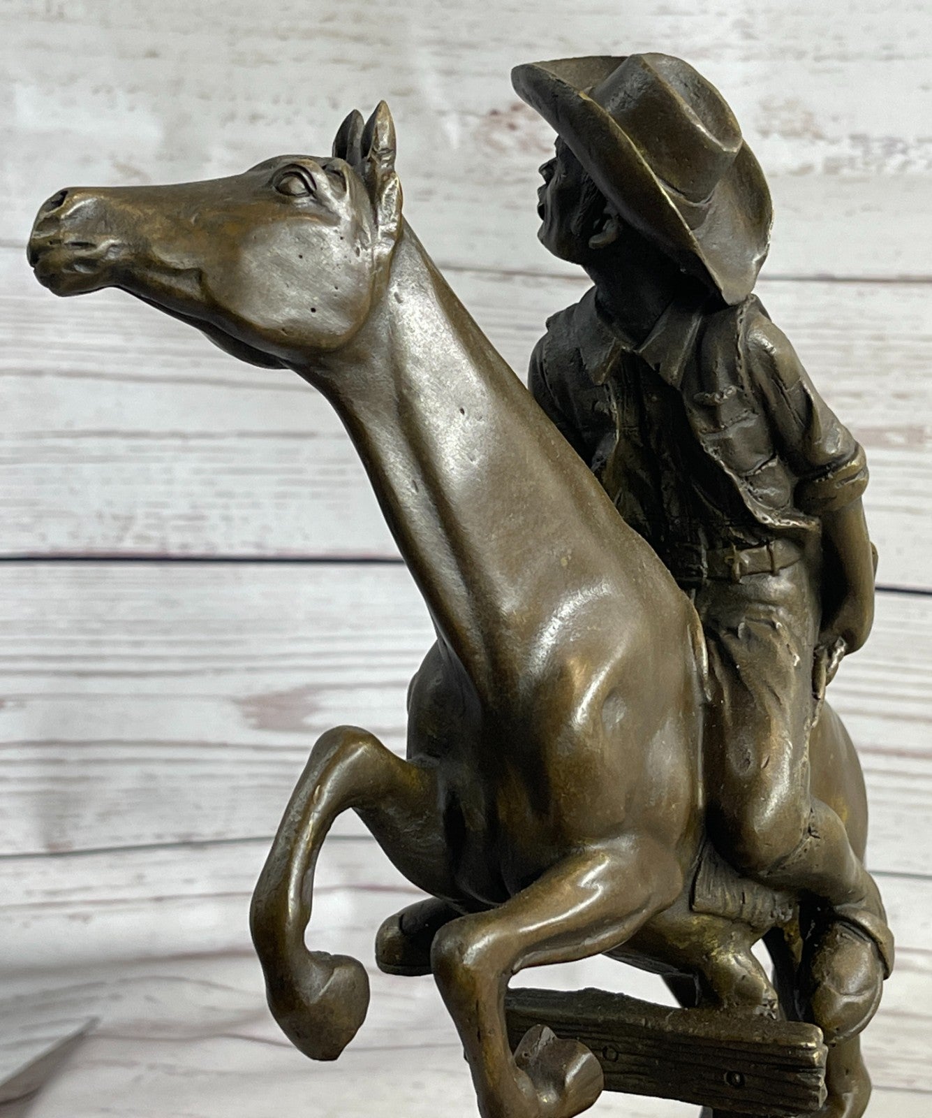 Handcrafted bronze sculpture SALE West Old Art Western Cowboy Cast Hot Signed