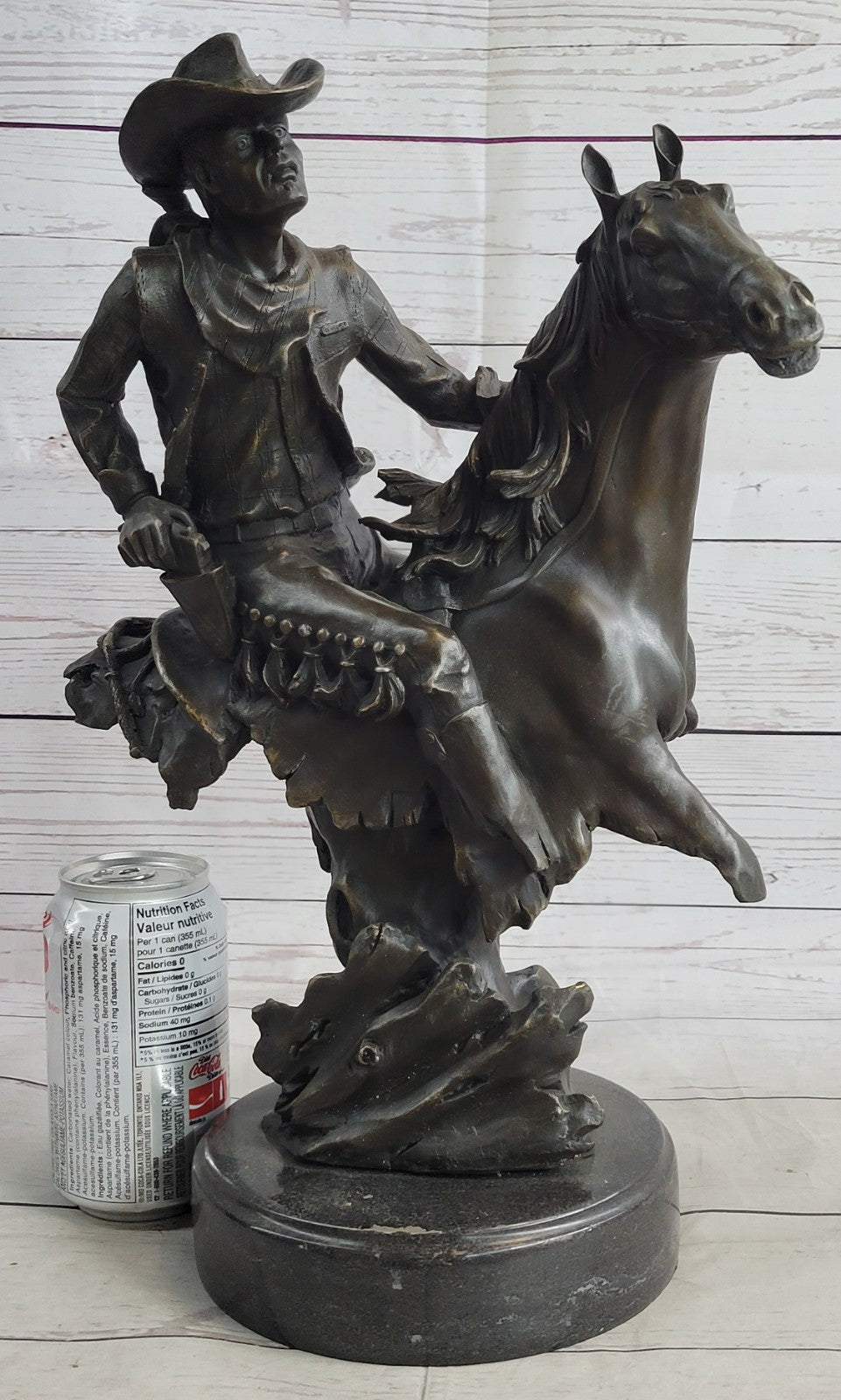 Bronco Buster Western Cowboy Horse Rodeo Rider Bronze Marble Statue Gift