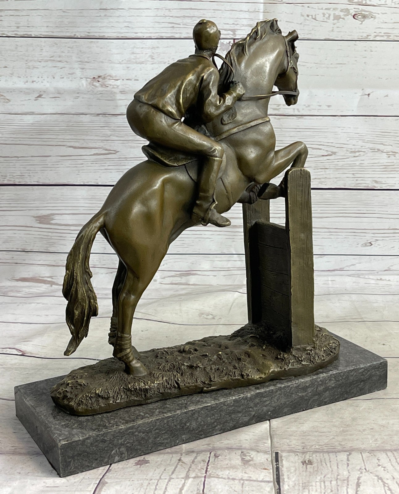 Vintage Signed Jockey Horse Racing Bronze Sculpture Gift Statue Figure Figurine