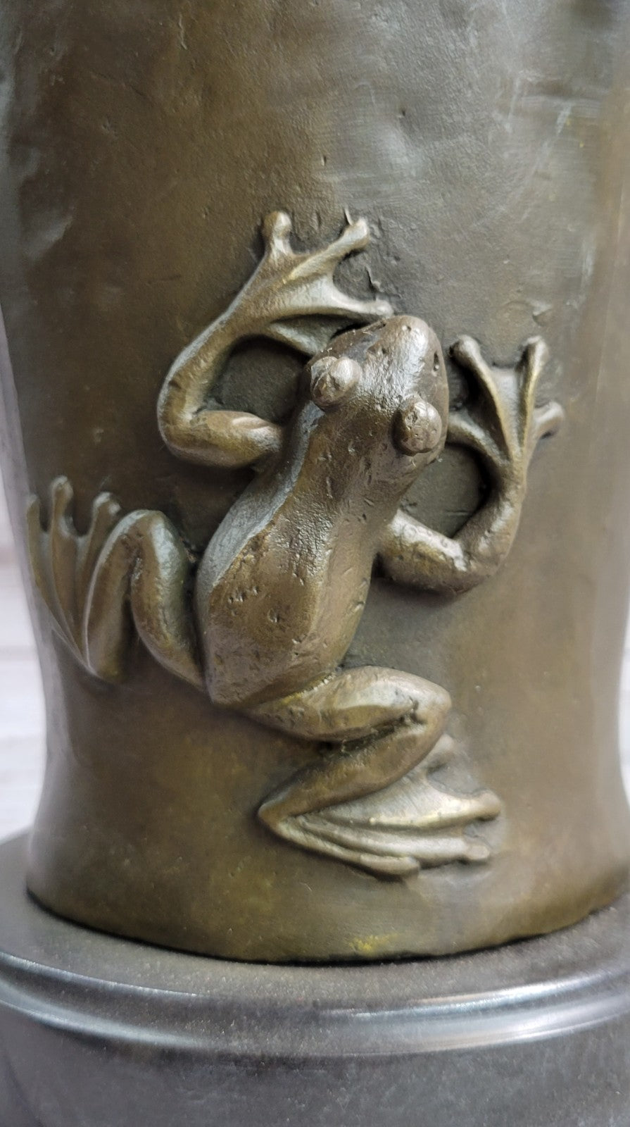 Handcrafted Detailed Museum Quality Baby Boy And Girls Frog Bronze Sculpture