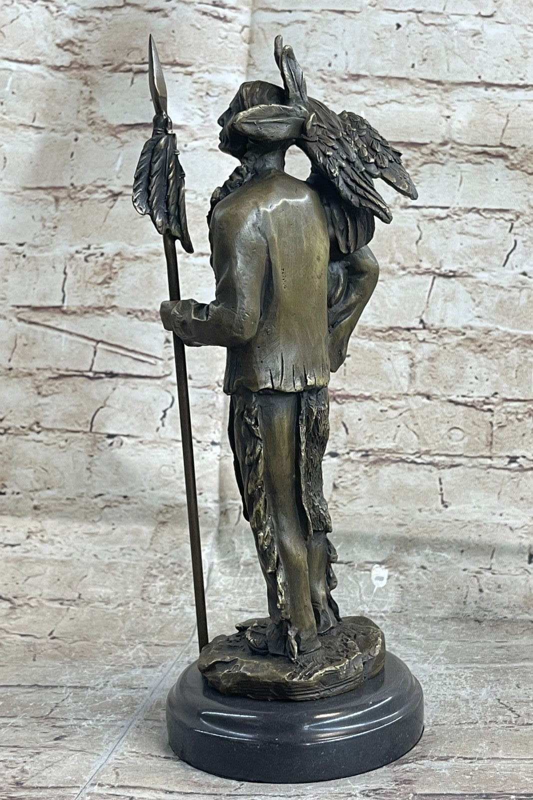 Miguel Lopez Eagle on my Shoulder Native American Indian Bronze Sculpture