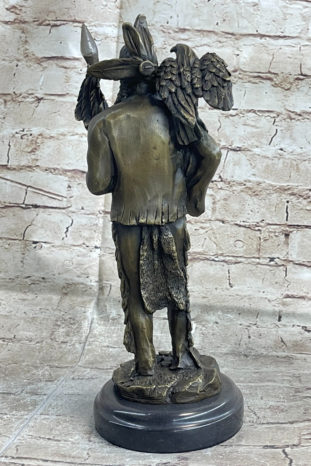 Miguel Lopez Eagle on my Shoulder Native American Indian Bronze Sculpture