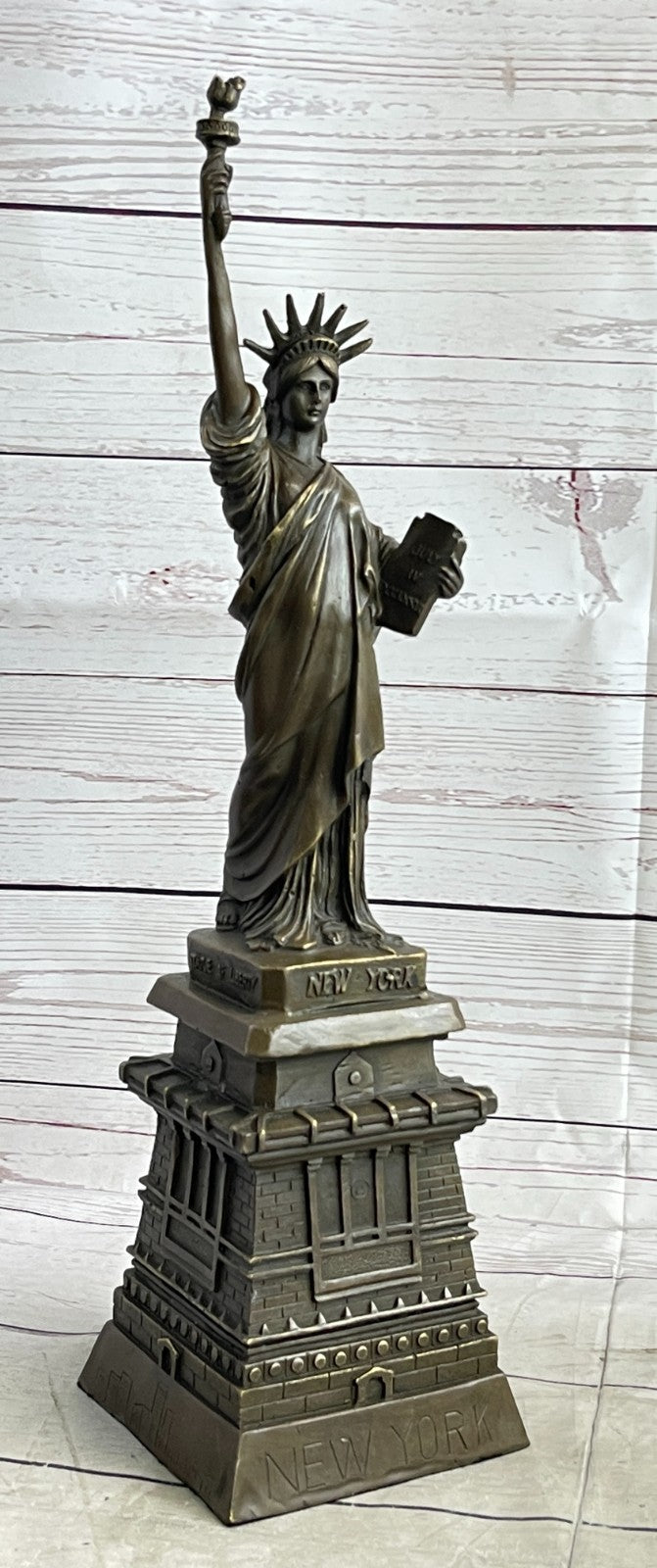 Hand Made Statue of Liberty 17.5" Tall Detailed Masterpiece Bronze Sculpture Sal