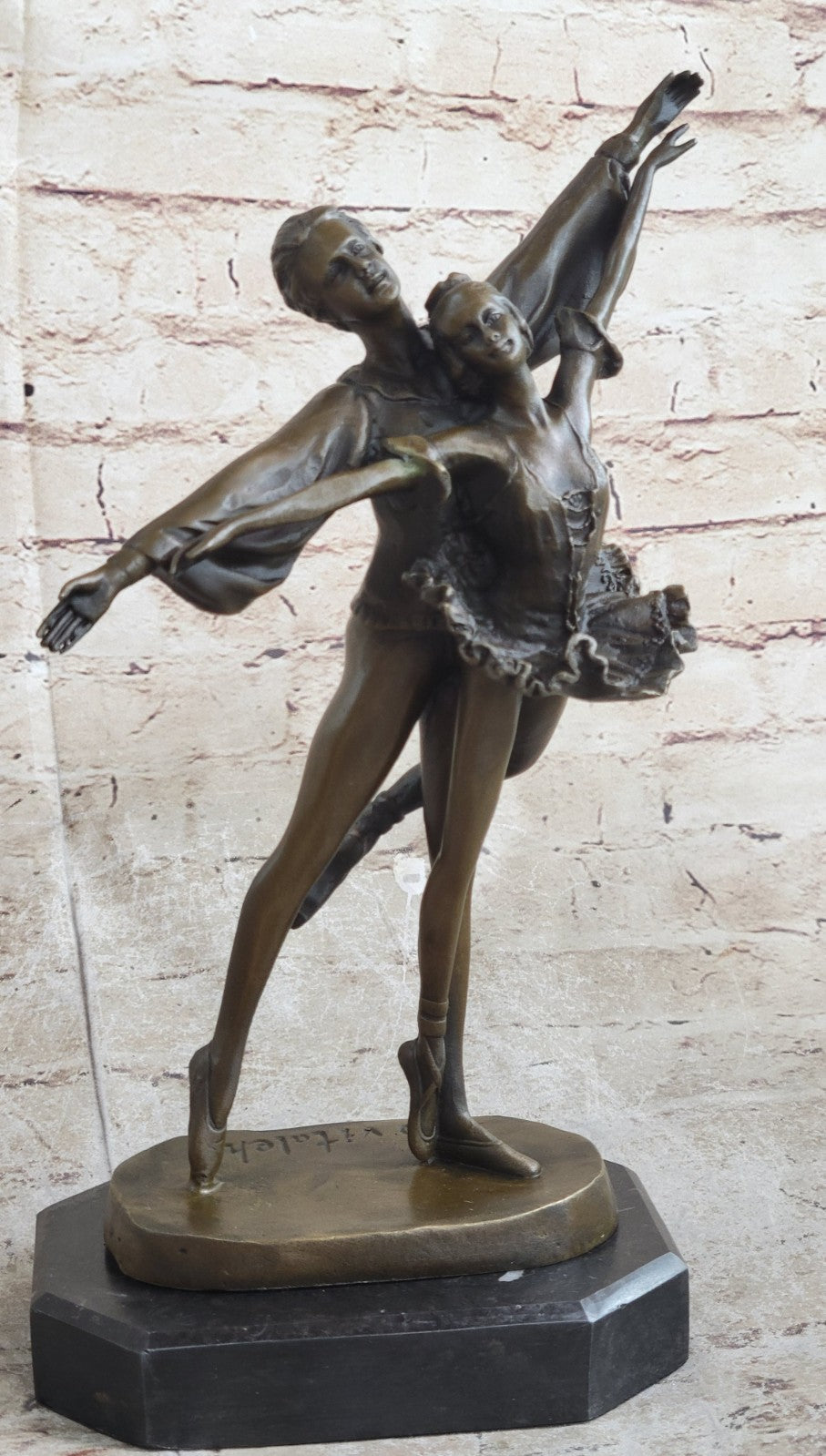 Bronze Sculpture Art Nouveau Classic Dancers Dancing Ballerina Home Office Decor