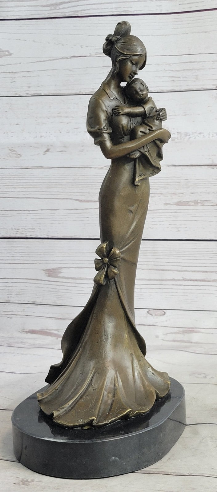 Bronze Sculpture Art Deco Modern Nouveau Nude Mother Woman Madonna Baby Child