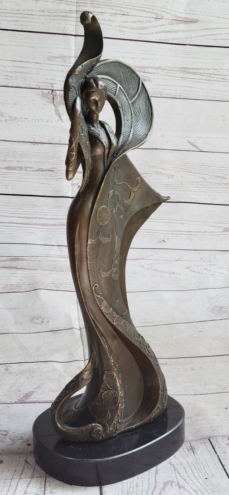 Art Nouveau Signed Kassin Fashion Dancer Designer Bronze Sculpture Decoration