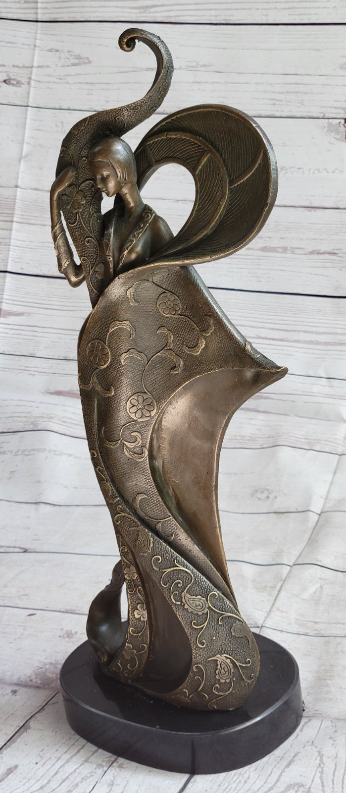 Art Nouveau Signed Kassin Fashion Dancer Designer Bronze Sculpture Decoration