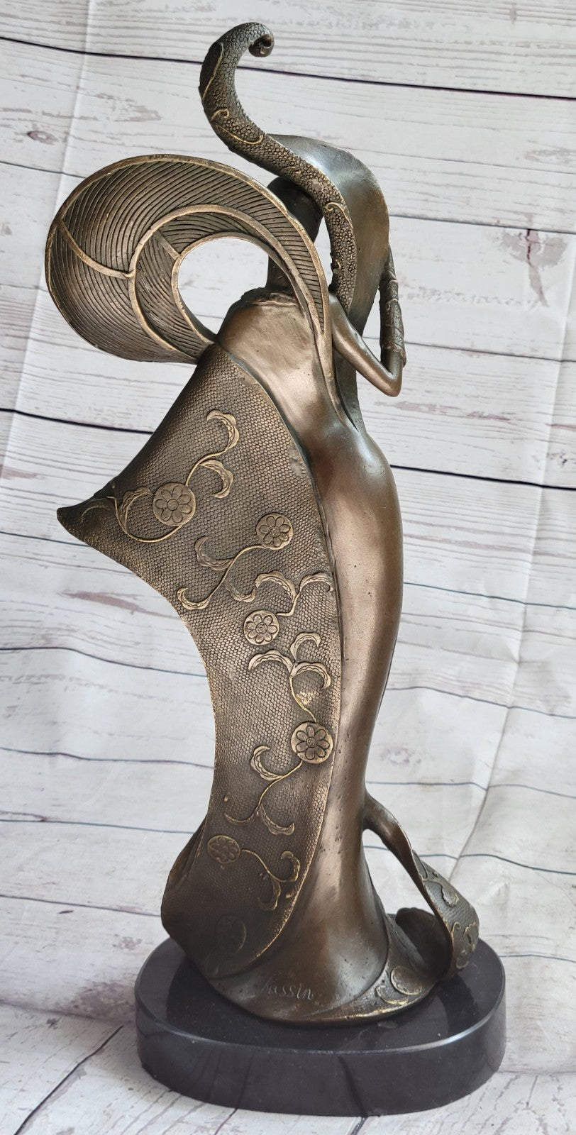 Art Nouveau Signed Kassin Fashion Dancer Designer Bronze Sculpture Decoration