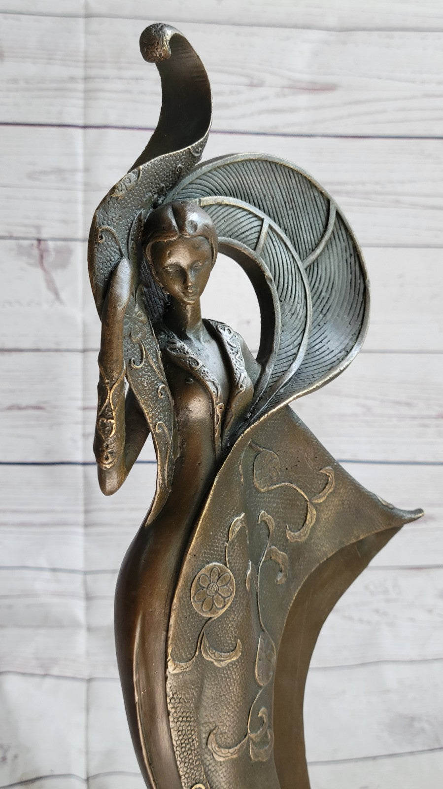 Art Nouveau Signed Kassin Fashion Dancer Designer Bronze Sculpture Decoration