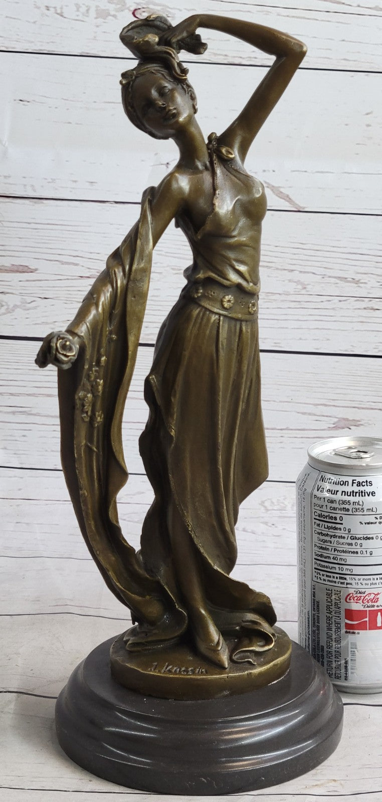 Handcrafted Erte Tribute Hot Cast Art Deco Bronze Sculpture Marble Base Figurine