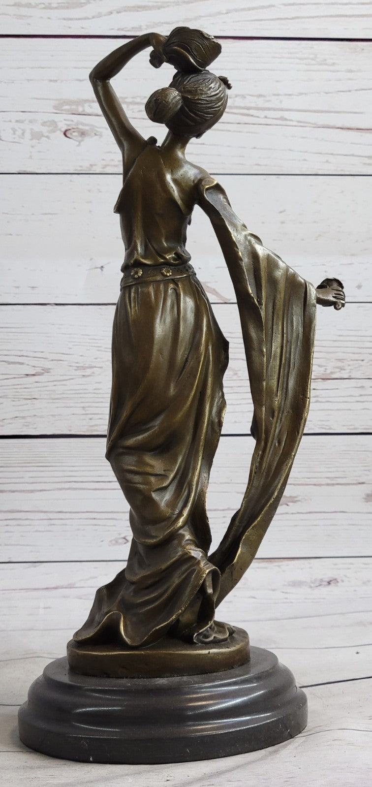 Handcrafted Erte Tribute Hot Cast Art Deco Bronze Sculpture Marble Base Figurine