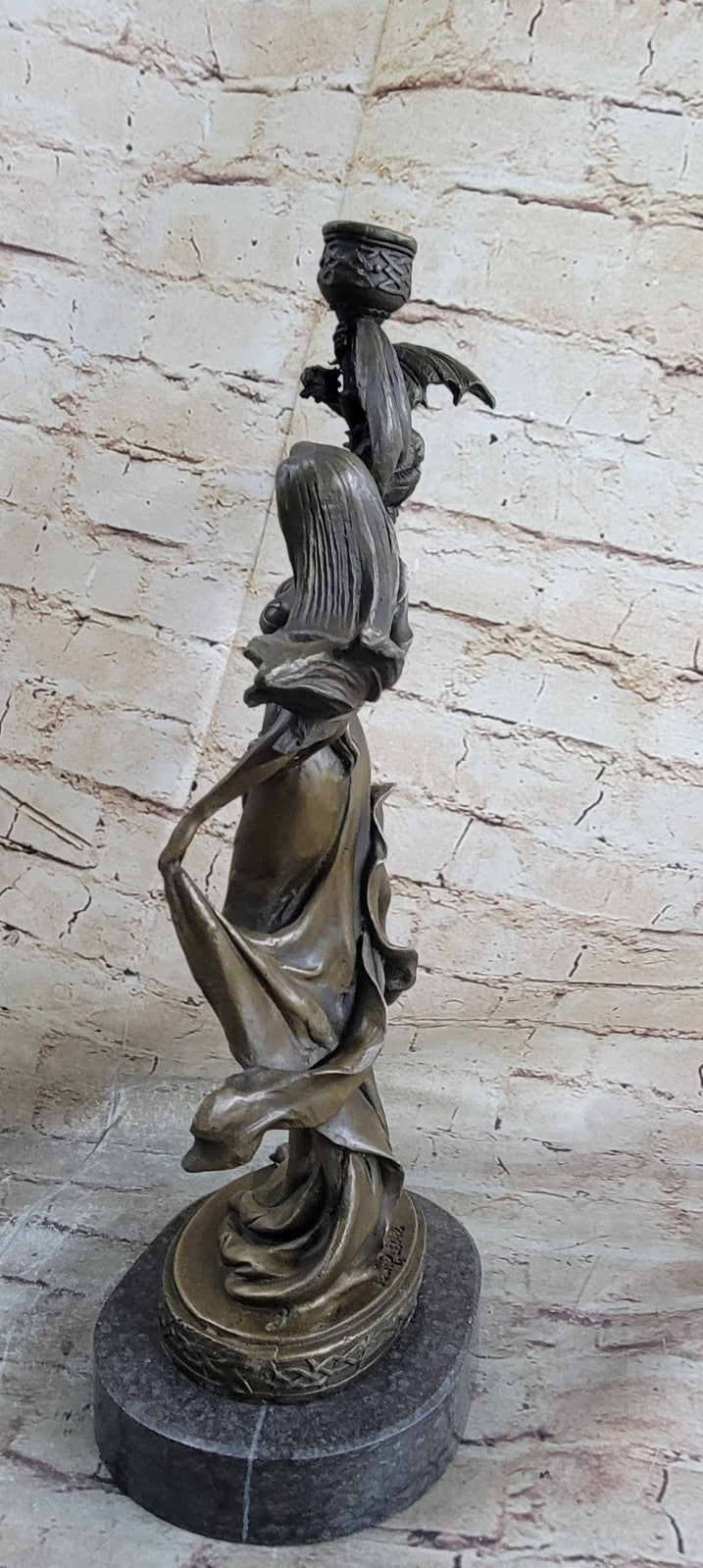 Bronze Sculpture Hand Made Museum Quality Candleholder Sexy Woman Statue