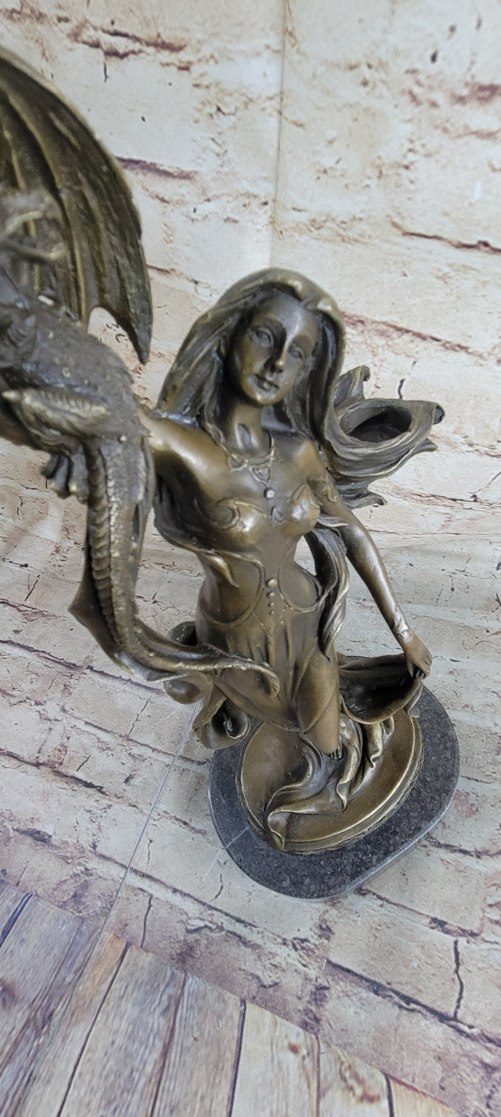 Bronze Sculpture Hand Made Museum Quality Candleholder Sexy Woman Statue