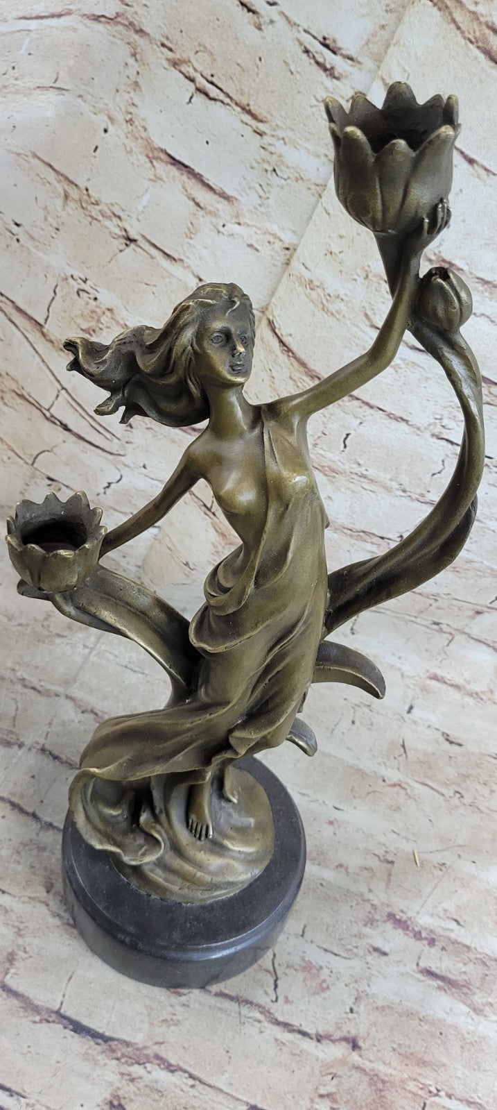 Art Nouveau Gorgeous Maiden Candle Holder Home Office Decoration Nude Figure