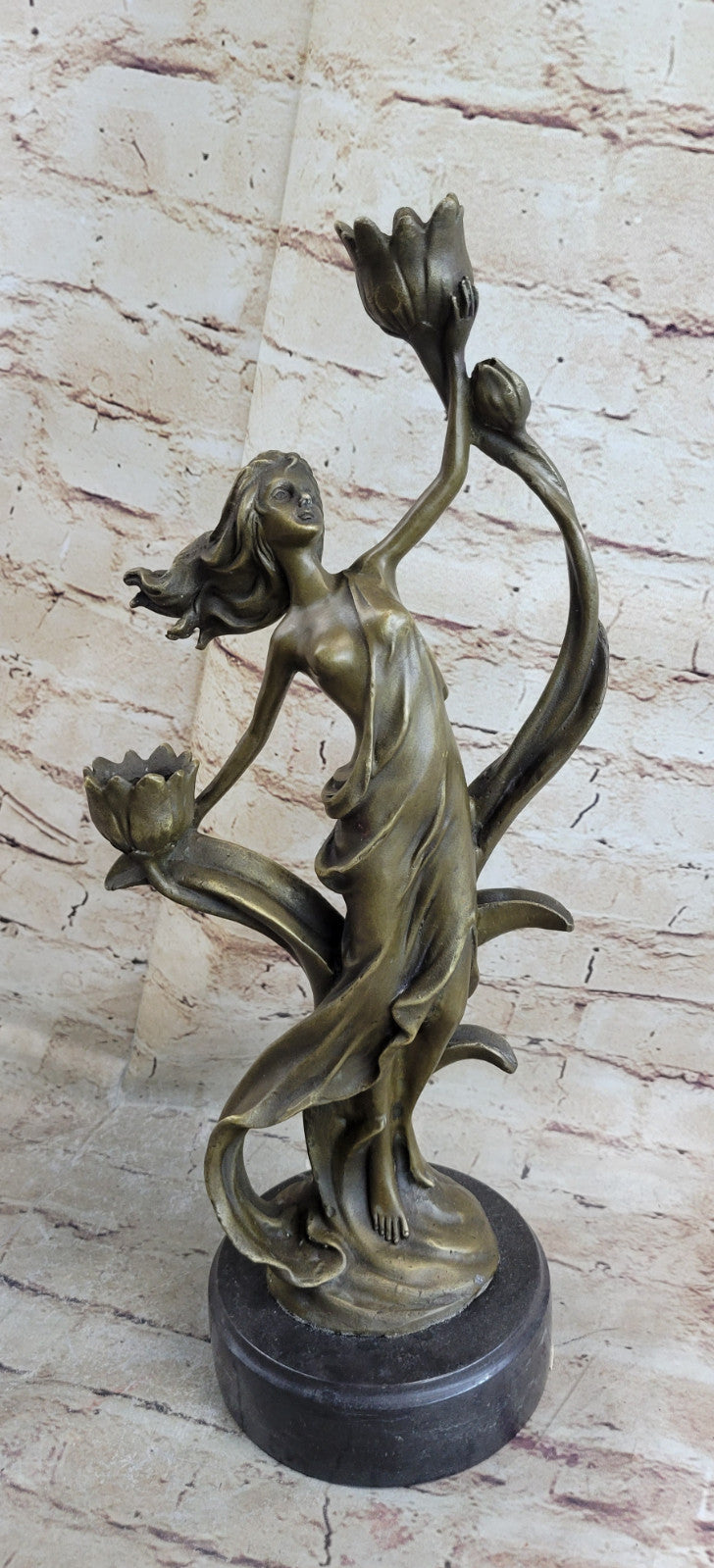 Art Nouveau Gorgeous Maiden Candle Holder Home Office Decoration Nude Figure