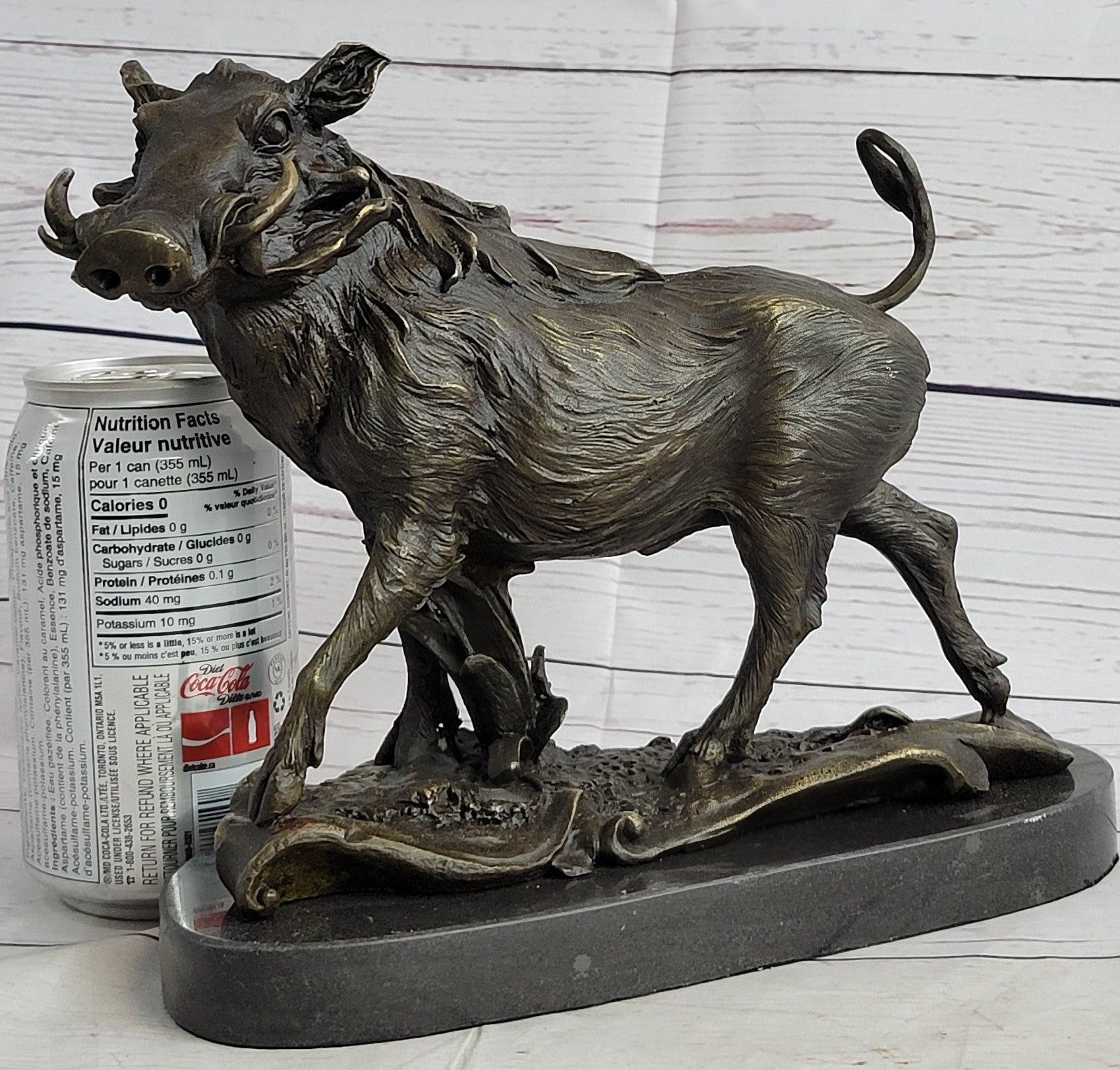 Wild Boar Hog Pig Pure Bronze Sculpture Statue Figurine Art Decor Farm Cabin NR