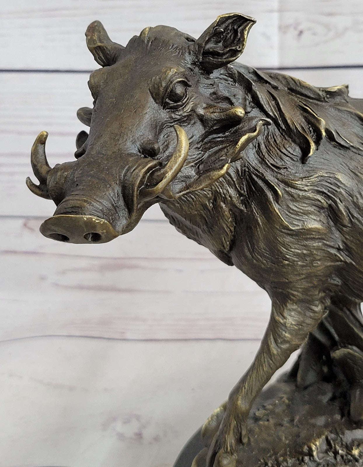 Wild Boar Hog Pig Pure Bronze Sculpture Statue Figurine Art Decor Farm Cabin NR