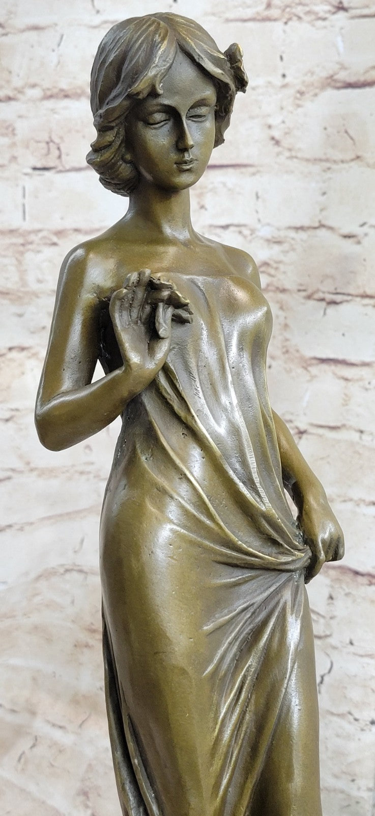 Handcrafted bronze sculpture SALE Art Moreau By Flower A Into Gazes Lady Young