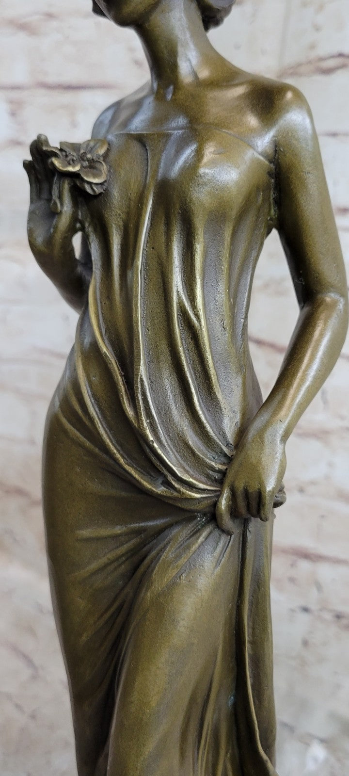 Handcrafted bronze sculpture SALE Art Moreau By Flower A Into Gazes Lady Young