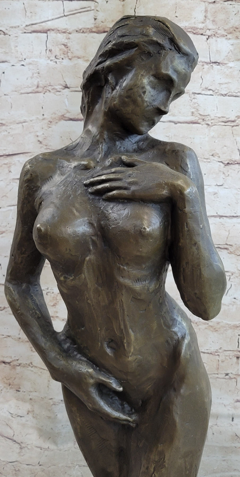 VINTAGE CUBIST BRONZE FEMALE TORSO ART SCULPTURE NUDE MODERNIST MARIO NICK