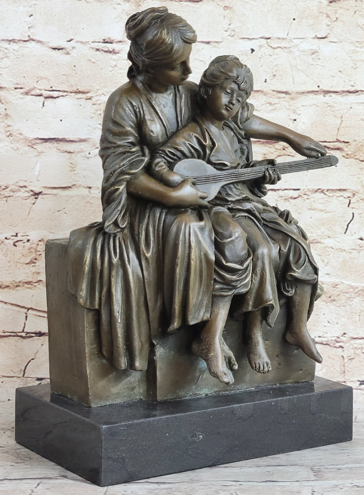 Handcrafted bronze sculpture SALE Daugh Her Teaches Mother Milo Original Signed