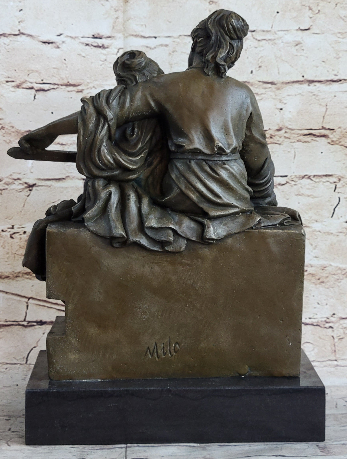 Handcrafted bronze sculpture SALE Daugh Her Teaches Mother Milo Original Signed