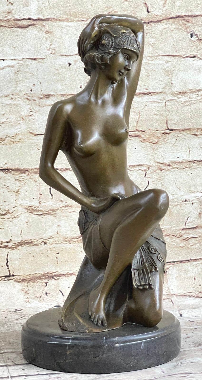 Young Nude Sexy Lady Handcrafted Art Bronze Sculpture Statue Figurine Figure LRG