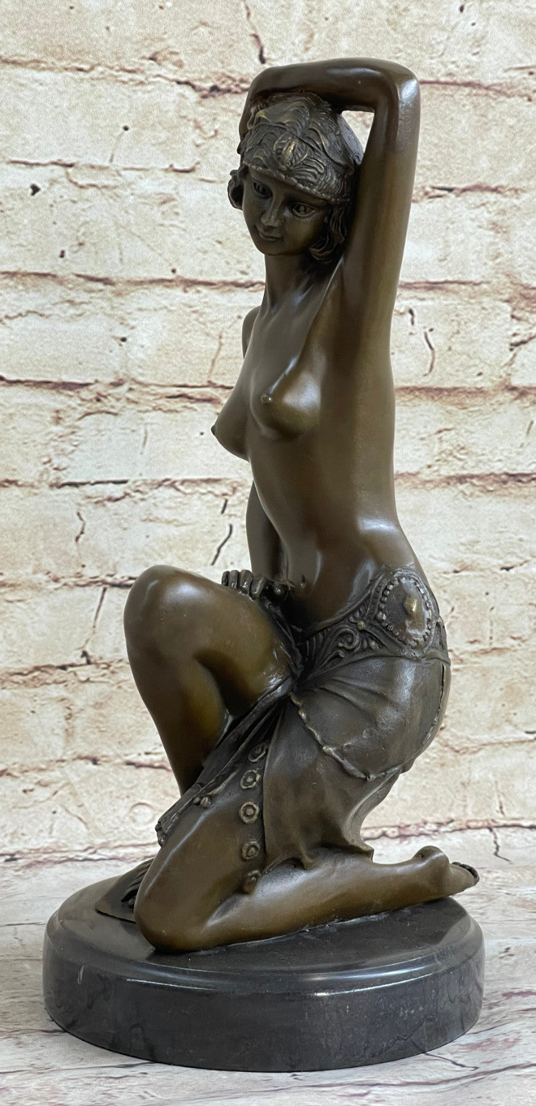 Young Nude Sexy Lady Handcrafted Art Bronze Sculpture Statue Figurine Figure LRG