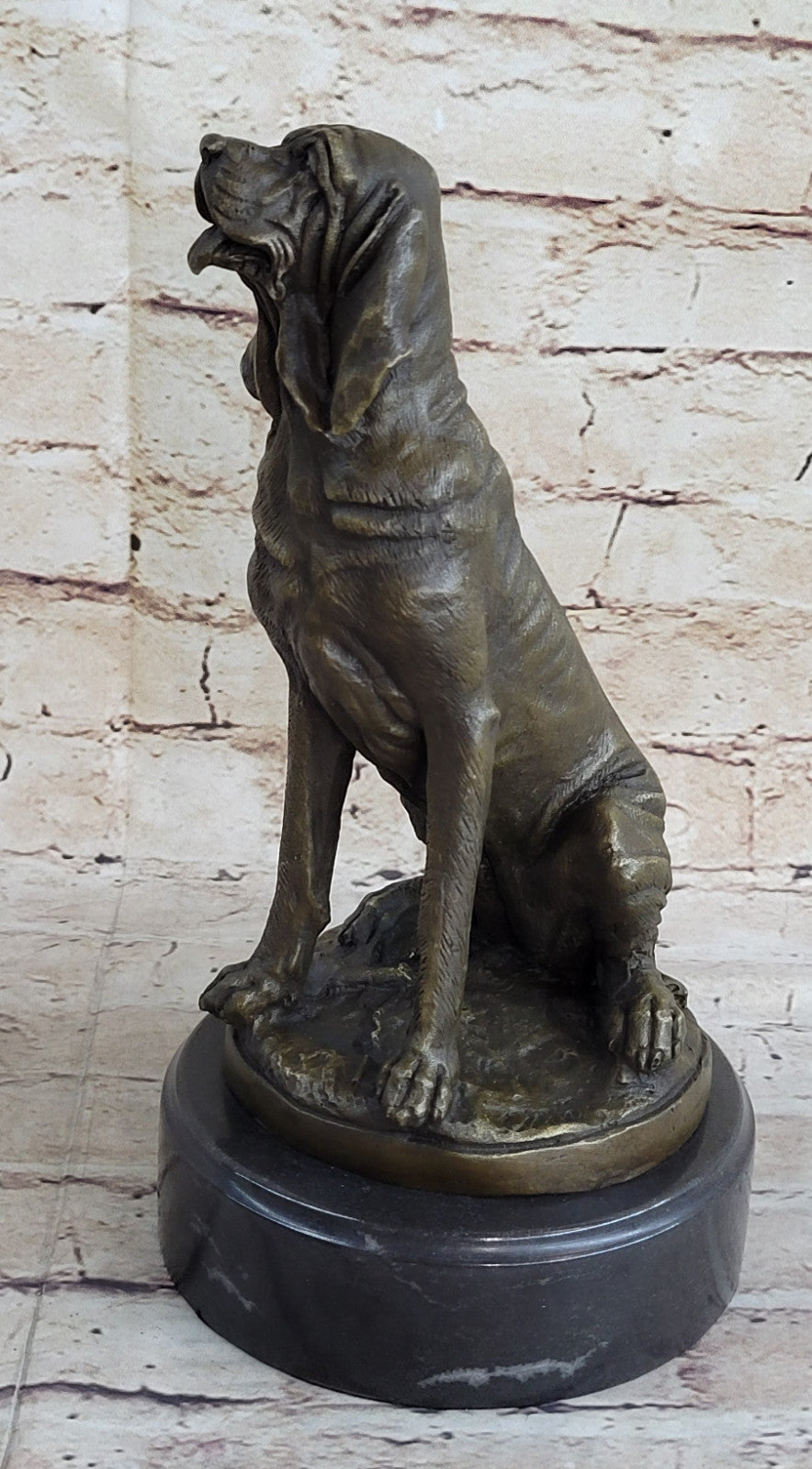 Coon Sleuth Hound Military Dog SAR Bloodhound Bronze Marble Statue Breeder Figur