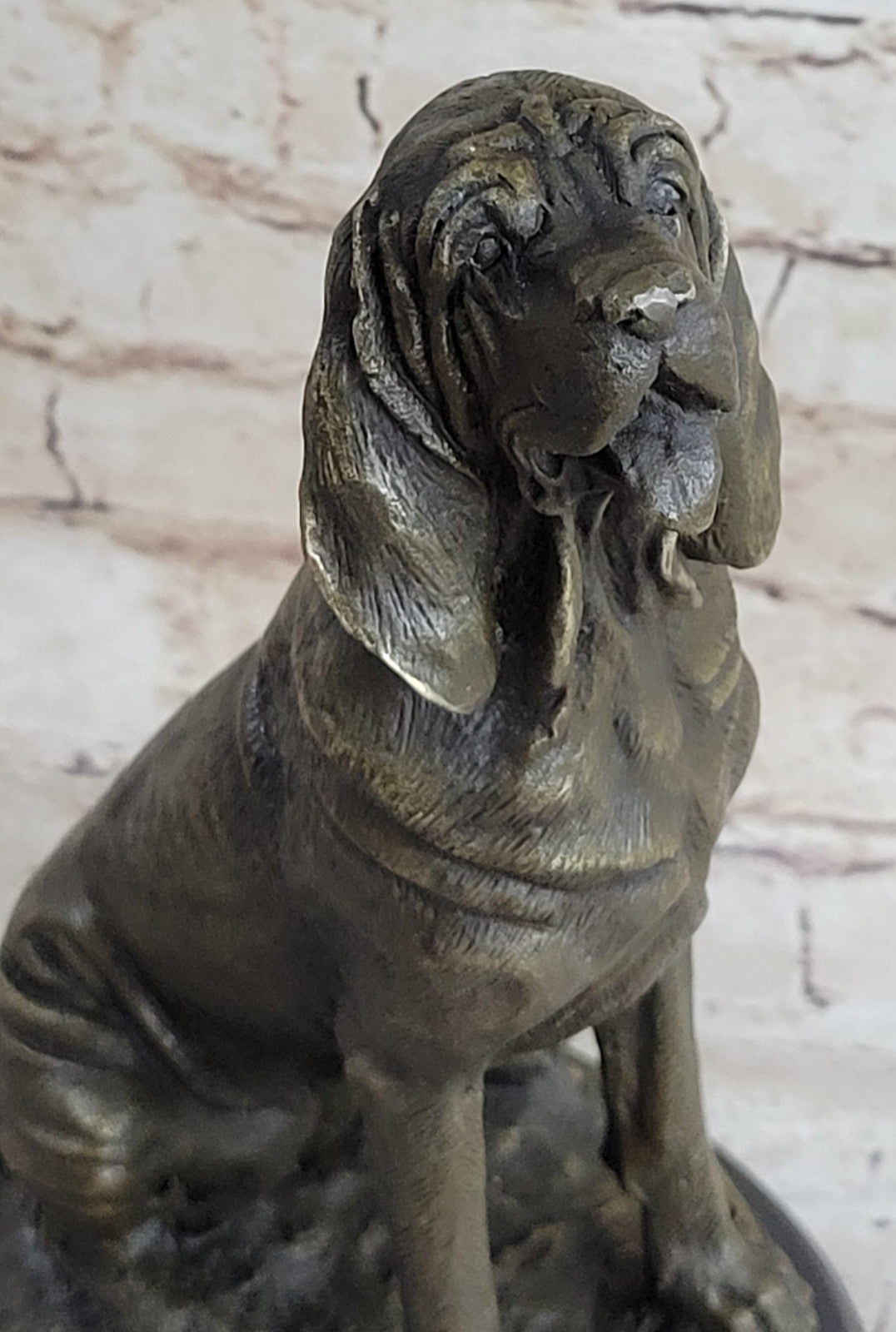 Coon Sleuth Hound Military Dog SAR Bloodhound Bronze Marble Statue Breeder Figur