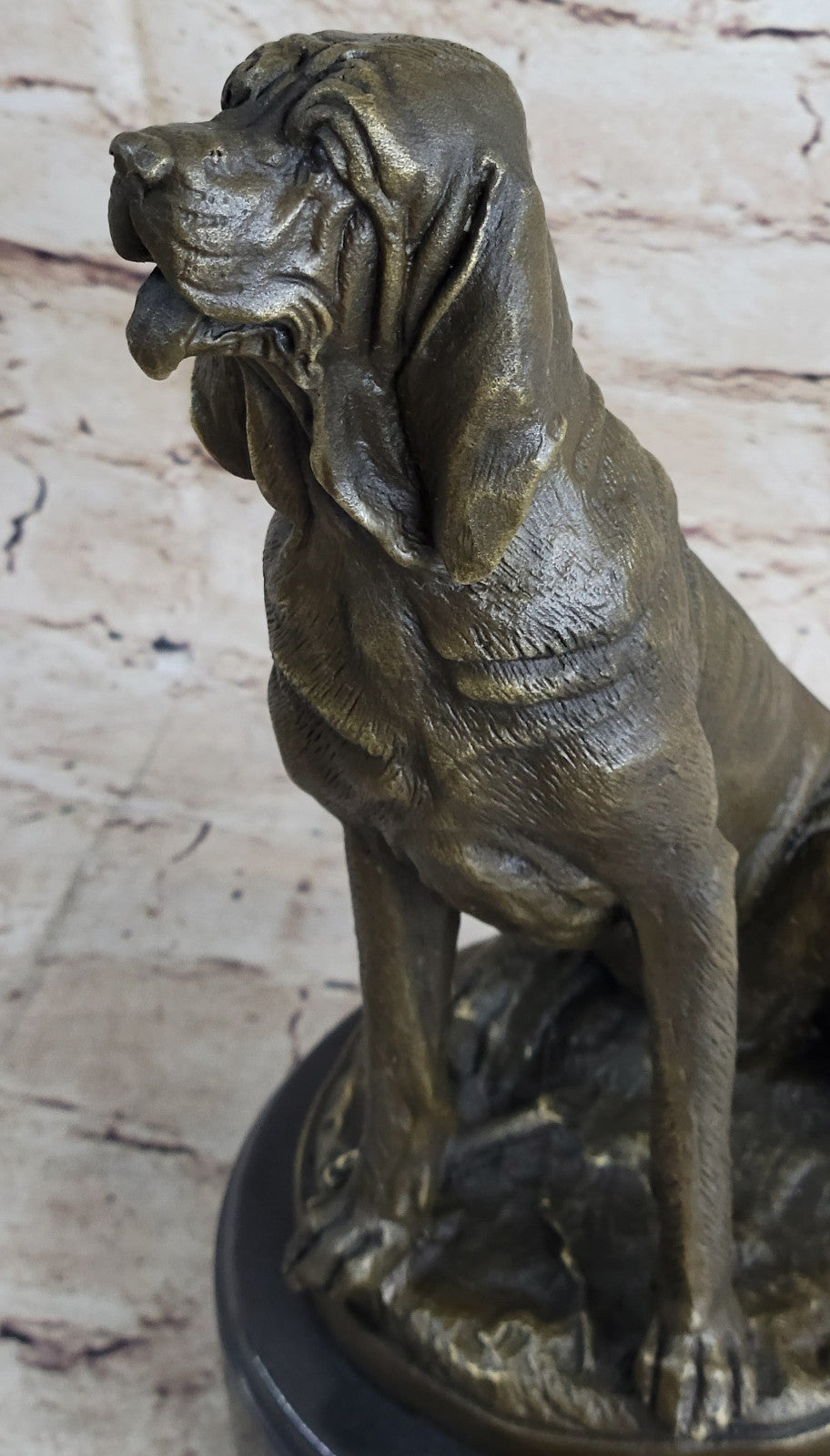 Coon Sleuth Hound Military Dog SAR Bloodhound Bronze Marble Statue Breeder Figur