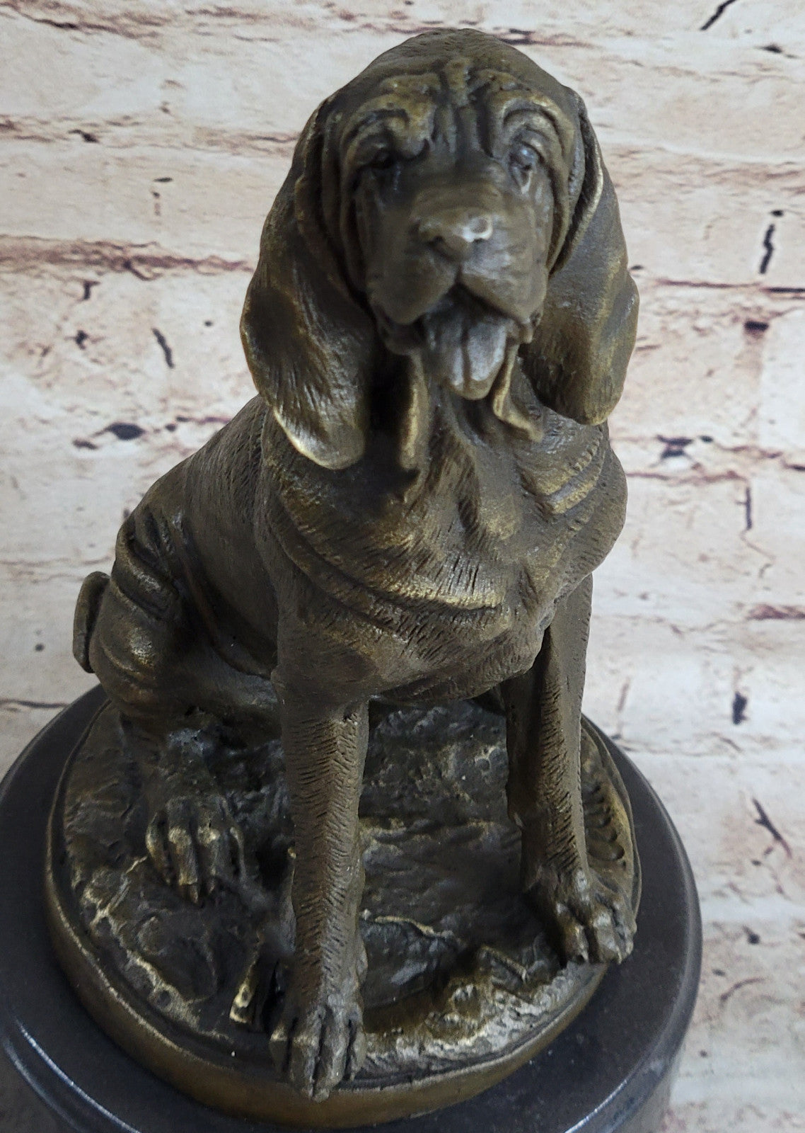 Coon Sleuth Hound Military Dog SAR Bloodhound Bronze Marble Statue Breeder Figur