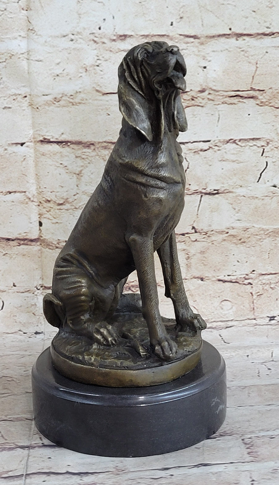 Coon Sleuth Hound Military Dog SAR Bloodhound Bronze Marble Statue Breeder Figur