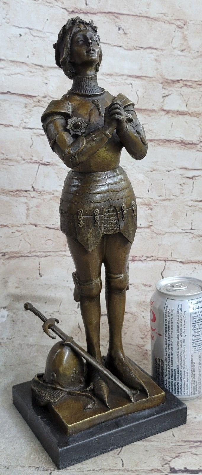 Joan of Arc Roman Catholic Saint Praying Heroine Bronze Marble Statue Artwork