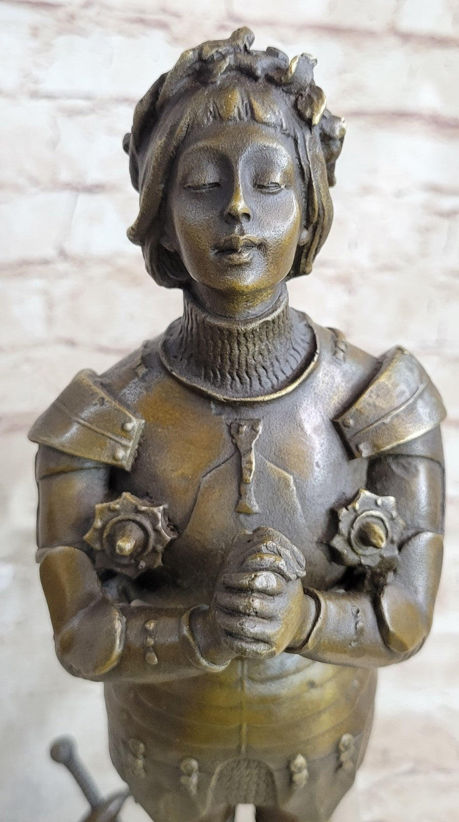 Joan of Arc Roman Catholic Saint Praying Heroine Bronze Marble Statue Artwork