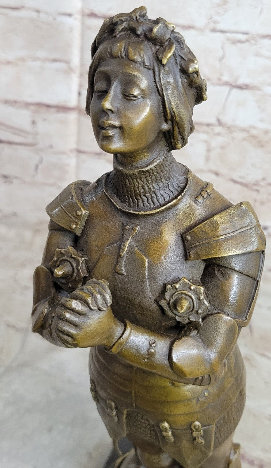 Joan of Arc Roman Catholic Saint Praying Heroine Bronze Marble Statue Artwork