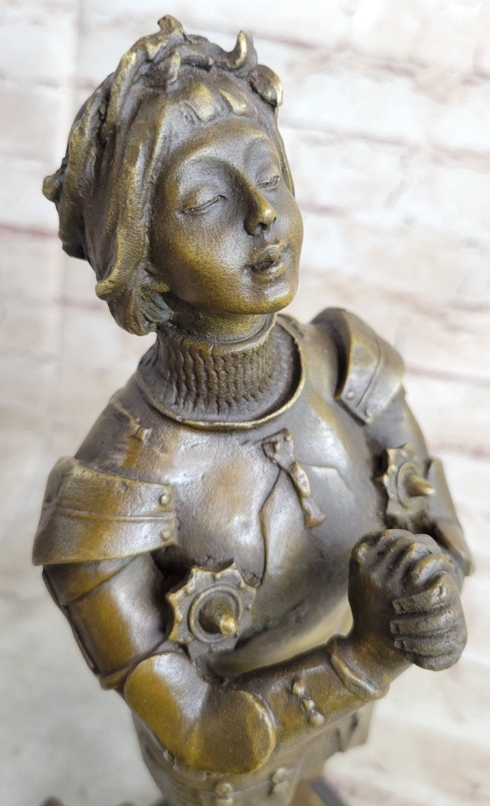 Joan of Arc Roman Catholic Saint Praying Heroine Bronze Marble Statue Artwork