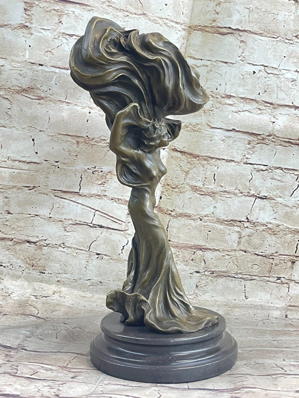 Classic Modern Woman Abstract Style Bronze Marble Base Modern Figure Real