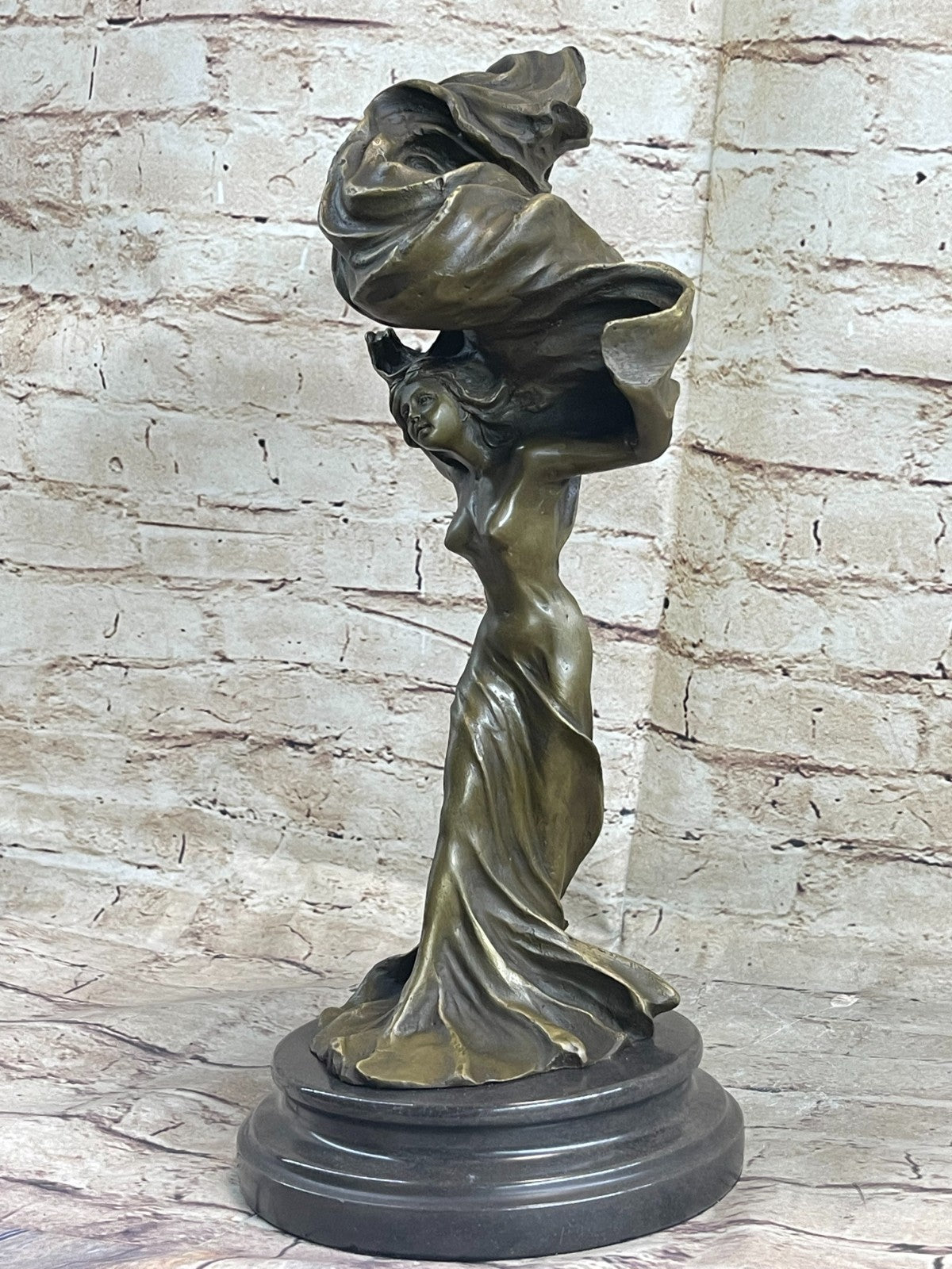 Classic Modern Woman Abstract Style Bronze Marble Base Modern Figure Real