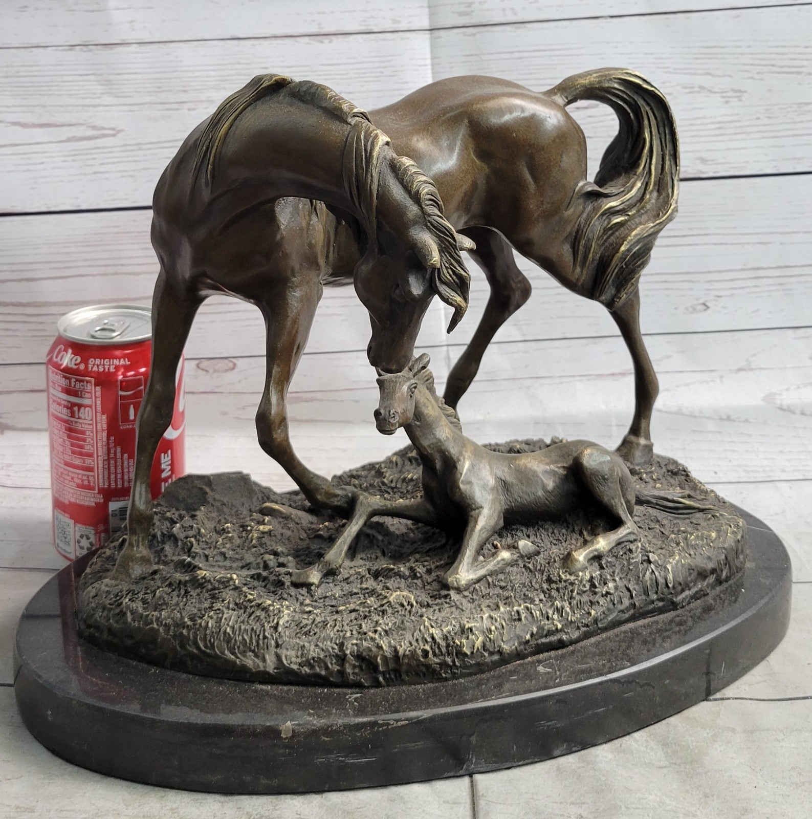 Very Heavy Bronze " Mare With Rearing Colt" By.French sculptor Bugatti Sculpture