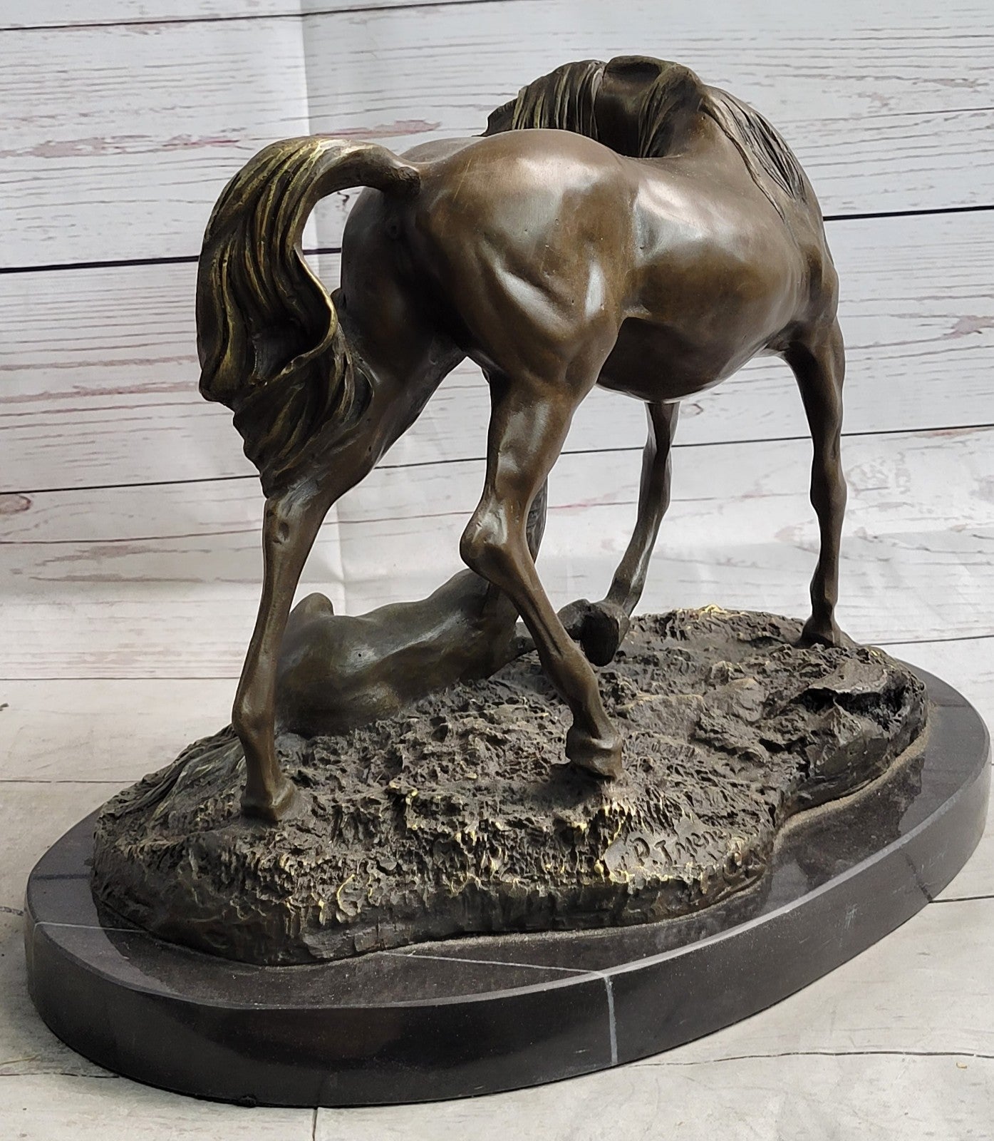 Very Heavy Bronze " Mare With Rearing Colt" By.French sculptor Bugatti Sculpture