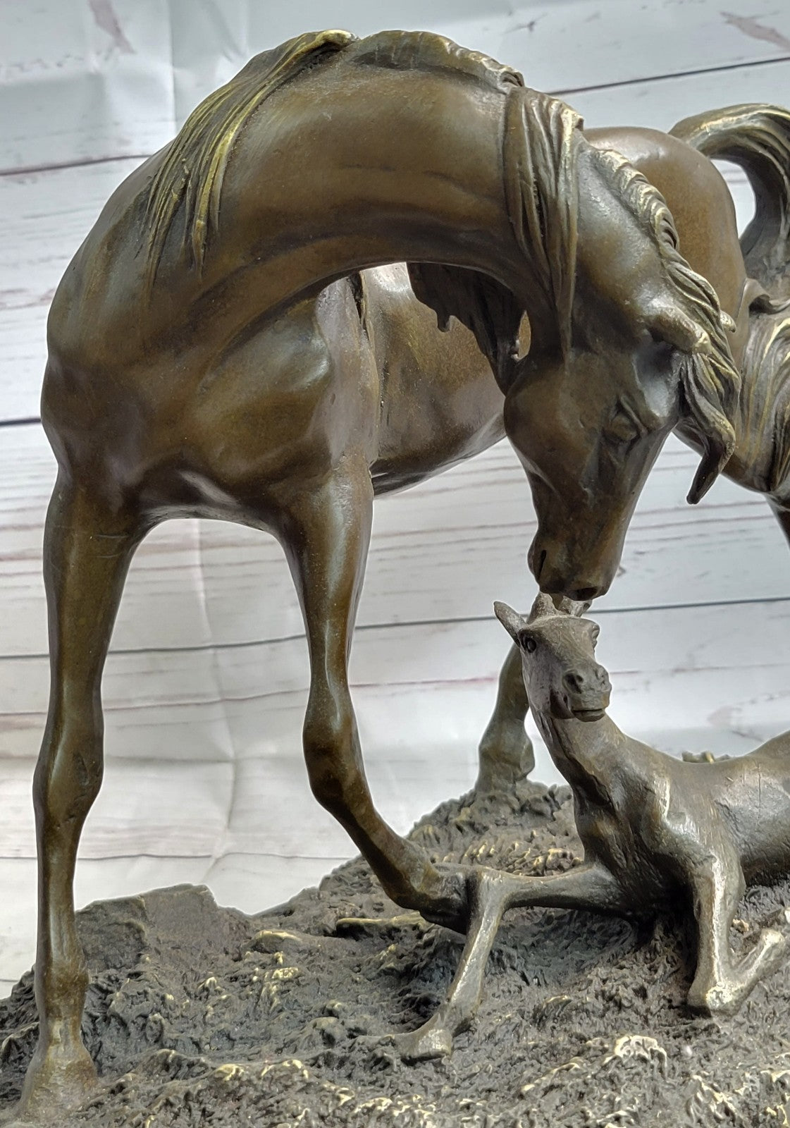 Very Heavy Bronze " Mare With Rearing Colt" By.French sculptor Bugatti Sculpture