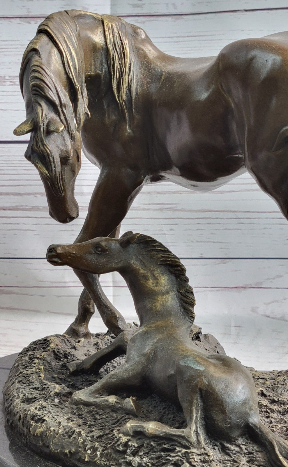 Very Heavy Bronze " Mare With Rearing Colt" By.French sculptor Bugatti Sculpture