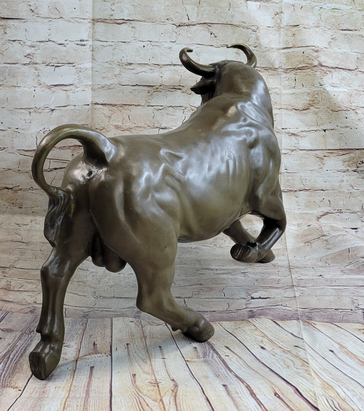 Signed Original Artwork by Portuguese Artist Miguel Lopez Bull Bronze Figurine Decor